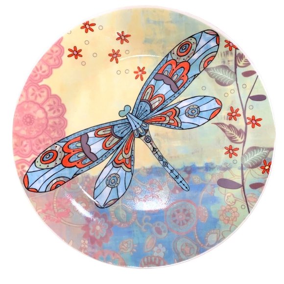 Tii Spring Luncheon Birds Butterfly Set of 4 Mugs Dessert Plates Brunch Boxed - Picture 6 of 14